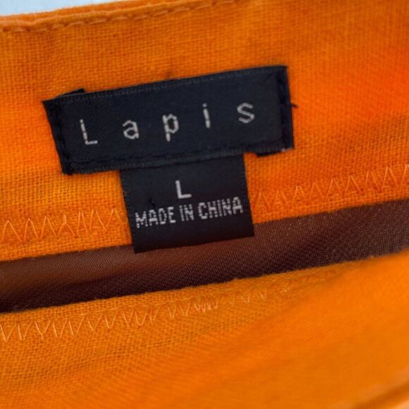 Vtg Y2K Anthropologie Lapis 100% Silk Floral Appliqué Brown Pink Skirt Sz Large - Picture 2 of 10